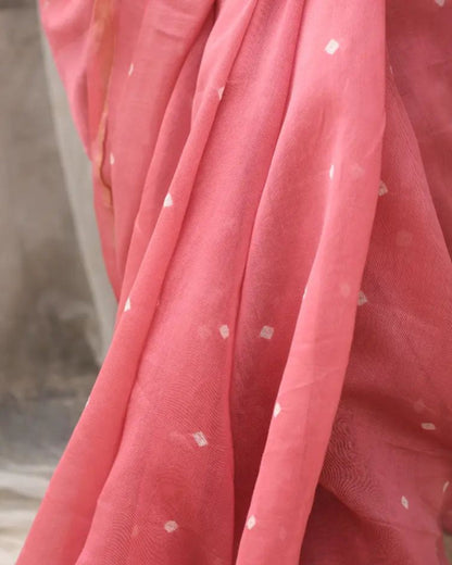 LIGHT PINK BANDHANI CHANDERI SILK SAREE
