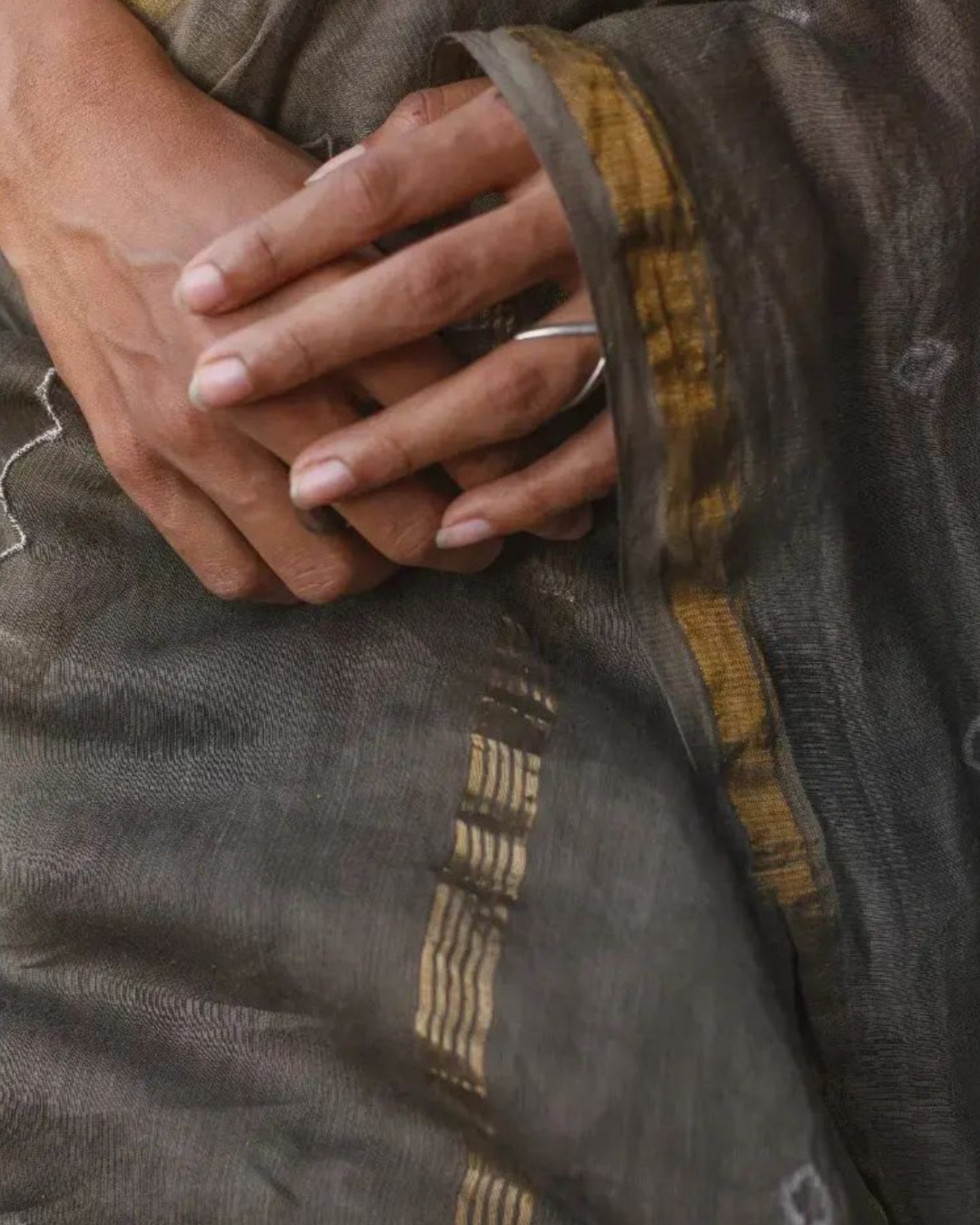 GREY BANDHANI CHANDERI SILK SAREE