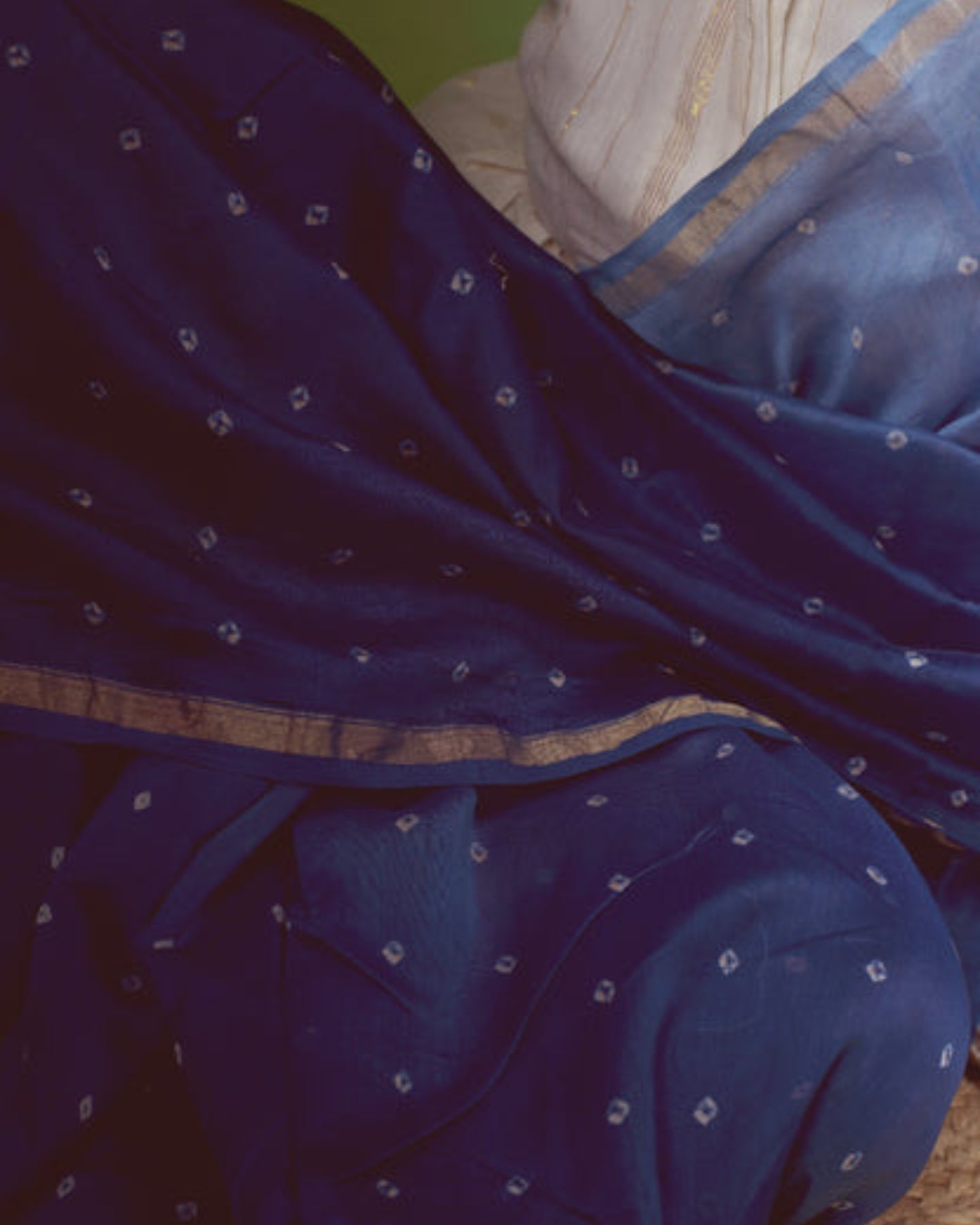 BLUE OMBRE BANDHANI CHANDERI SILK SAREE