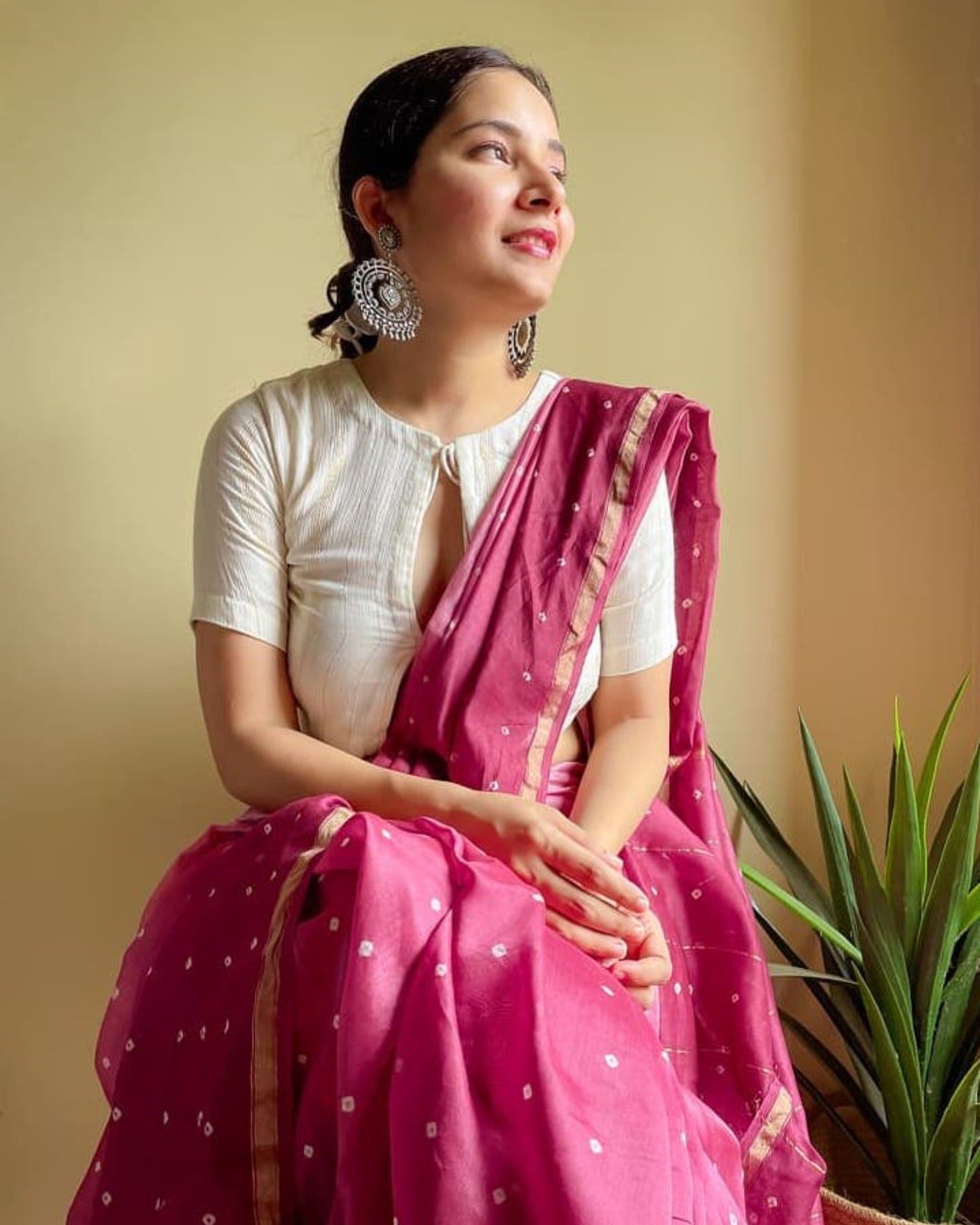 PINK BANDHANI CHANDERI SILK SAREE